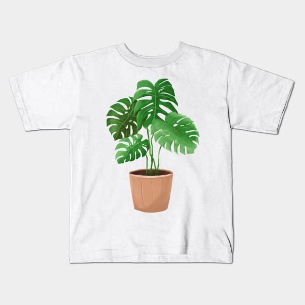 Monstera Plant Kids T-Shirt by Vintage Dream